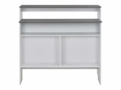 Clicnbuy Mesa de bar con 2 encimera blanca y gris 130x40x120 cm