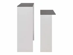 Clicnbuy Mesa de bar con 2 encimera blanca y gris 130x40x120 cm