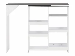 Clearance Clicnbuy Mesa de bar con estantería móvil blanca 138x39x110 cm Blanco