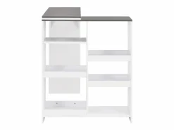 Clearance Clicnbuy Mesa de bar con estantería móvil blanca 138x39x110 cm Blanco