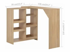 Online Clicnbuy Mesa de bar con estantería móvil negro 138x39x110 cm Marru00f3n
