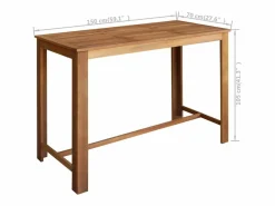 Best Clicnbuy Mesa de bar de madera de acacia maciza 150x70x105 cm Marru00f3n