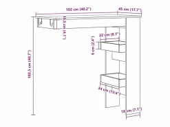 Clearance Mesa de bar de pared contrachapada roble artisan 102x45x103,5cm Mueble Bar
