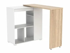 Vente-unique Mesa de bar extensible - Blanco y roble. SATURNE