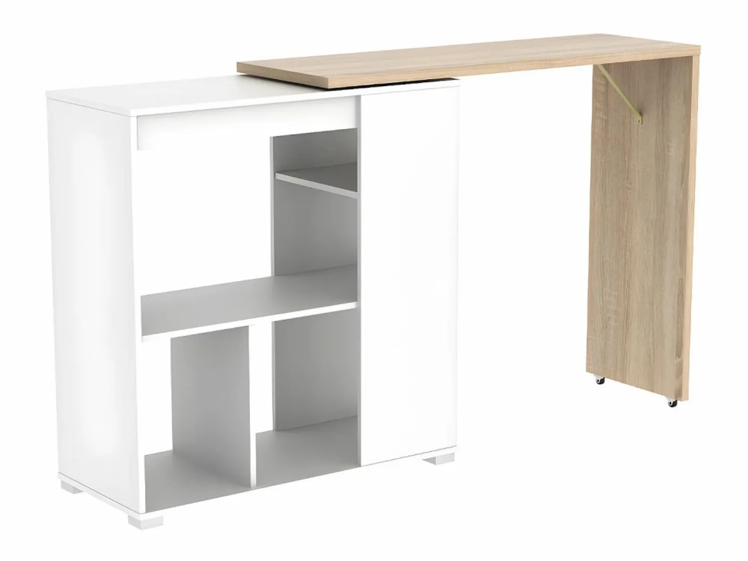 Vente-unique Mesa de bar extensible - Blanco y roble. SATURNE