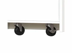 KOMHTOM Mesa de bar extensible con espacio de almacenamiento, moderna, móvil, mesa de bar extensible con un cajón y dos estantes, blanca