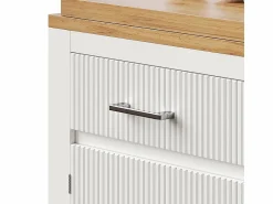 KOMHTOM Mesa de bar extensible con espacio de almacenamiento, moderna, móvil, mesa de bar extensible con un cajón y dos estantes, blanca