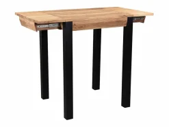 Outlet Miliboo Mesa de bar extensible en acacia y metal L80-135 cm TRAP Color natural claro