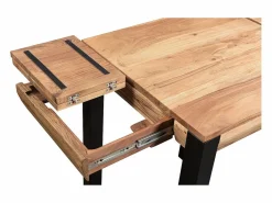 Outlet Miliboo Mesa de bar extensible en acacia y metal L80-135 cm TRAP Color natural claro