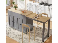 Best Mesa de bar extensible moderna - 118-180 x 50 x 94,6 cm - con 4 puertas + 6 estantes - MDF - Mueble Bar