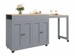 Best Mesa de bar extensible moderna - 118-180 x 50 x 94,6 cm - con 4 puertas + 6 estantes - MDF - Mueble Bar