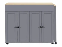Best Mesa de bar extensible moderna - 118-180 x 50 x 94,6 cm - con 4 puertas + 6 estantes - MDF - Mueble Bar