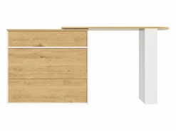 Online Mesa de bar giratoria con 2 puertas y 1 cajón Isla de cocina con tablero extensible (138-204)x39x104 cm - almacenaje abierto - Blanco