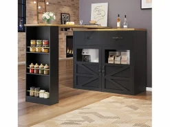 Best Mesa de bar giratoria de madera con 2 puertas y 1 cajón, con tablero extensible - (138-204) x 39 x 104 cm - color Mueble Bar