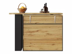 Best Mesa de bar giratoria de madera con 2 puertas y 1 cajón, con tablero extensible - (138-204) x 39 x 104 cm - color Mueble Bar