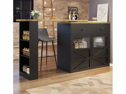 Best Mesa de bar giratoria de madera con 2 puertas y 1 cajón, con tablero extensible - (138-204) x 39 x 104 cm - color Mueble Bar