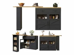 Best Mesa de bar giratoria de madera con 2 puertas y 1 cajón, con tablero extensible - (138-204) x 39 x 104 cm - color Mueble Bar
