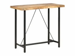 New Clicnbuy Mesa de bar madera maciza de mango rugosa 120x58x107 cm Marru00f3n