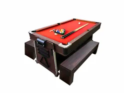 ELITESHOPPING Mesa de billar 7 pies Multijuego Air Hockey + Ping Pong - Stark con bancos
