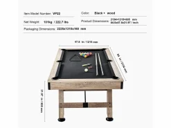 Online Mesa de Billar Convertible SucceBuy 213 cm - Juego de Mesa de Billar, Tela Negra, para Sala de Juegos Billar
