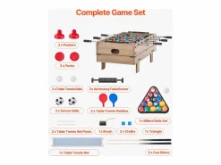 Mesa de billar SucceBuy 4 en 1, mesa de hockey de aire de 82 cm, futbolín, ping-pong y billar, multifuncional, compacta, para interior.