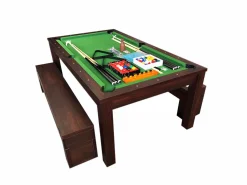 ELITESHOPPING Mesa de billar convertible de 7 pies con bancos - Zefiro Verde