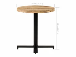 Clicnbuy Mesa de bistró redonda madera de mango rugosa Ø70x75 cm