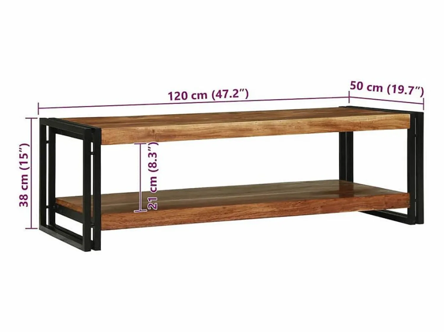 New Mesa de Café Marrón 120 x 50 x 38 cm Madera de Acacia Sólida Mesa De Centro