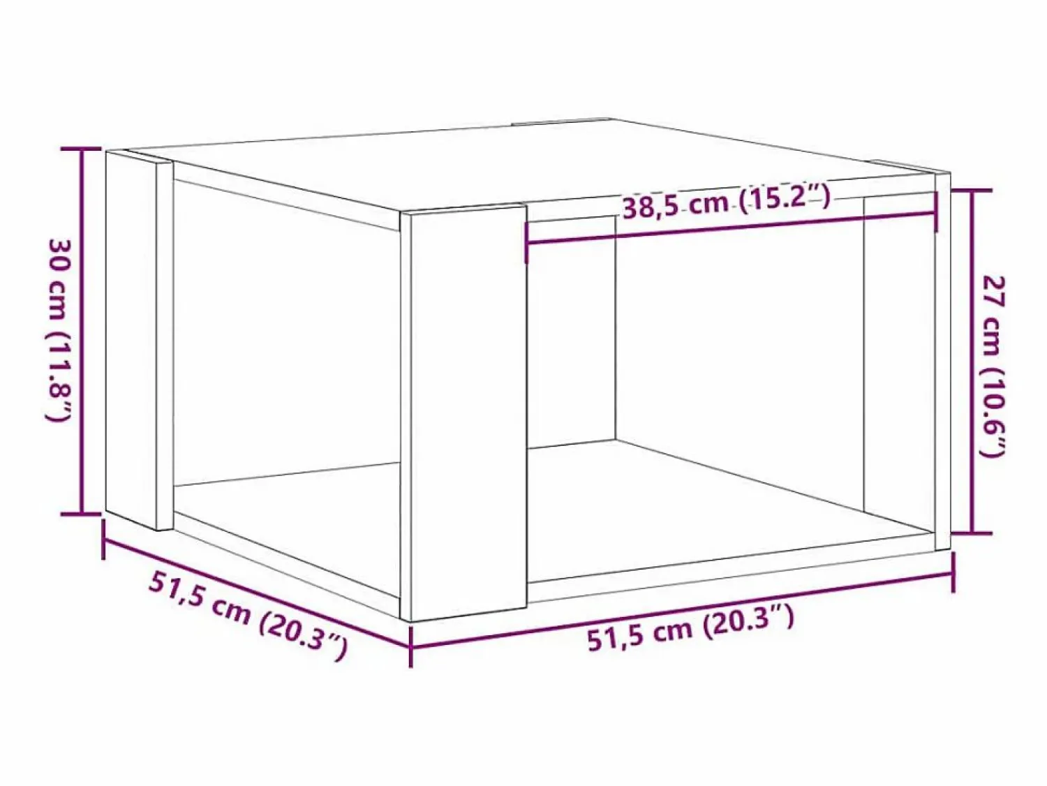 Sale Clicnbuy Mesa de Café Roble artisan 51.5 x 51.5 x 30 cm Marru00f3n