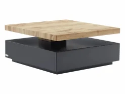 Best Mesa de centro - 1 cajón y tablero pivotante - MDF - Color: antracita y roble. KYRIA Mesa De Centro