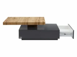 Best Mesa de centro - 1 cajón y tablero pivotante - MDF - Color: antracita y roble. KYRIA Mesa De Centro