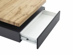 Best Mesa de centro - 1 cajón y tablero pivotante - MDF - Color: antracita y roble. KYRIA Mesa De Centro