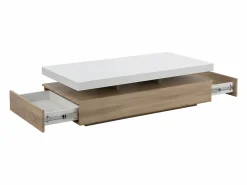 Best Vente-unique Mesa de centro - 2 cajones - MDF - Color: roble y blanco lacado. FELIX Color natural claro / Blanco