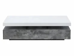 Hot Vente-unique Mesa de centro- 2 cajones - MDF - Color: cemento y blanco lacado. FELIX Gris / Blanco