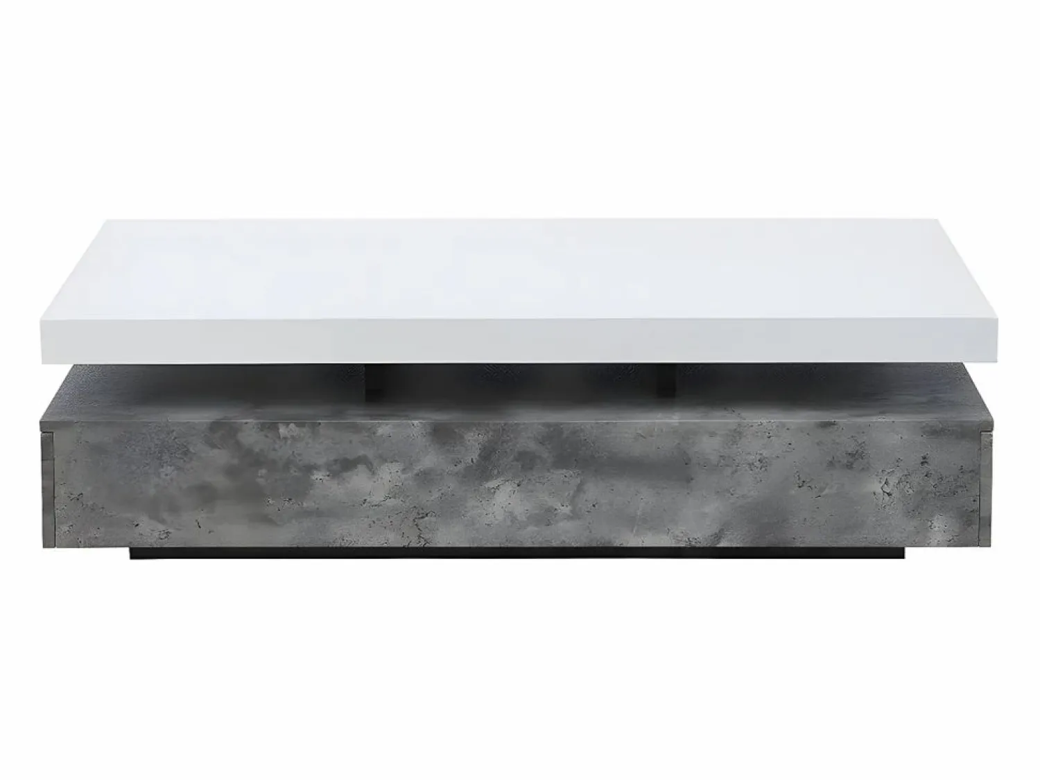 Hot Vente-unique Mesa de centro- 2 cajones - MDF - Color: cemento y blanco lacado. FELIX Gris / Blanco