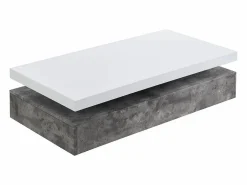 Hot Vente-unique Mesa de centro- 2 cajones - MDF - Color: cemento y blanco lacado. FELIX Gris / Blanco