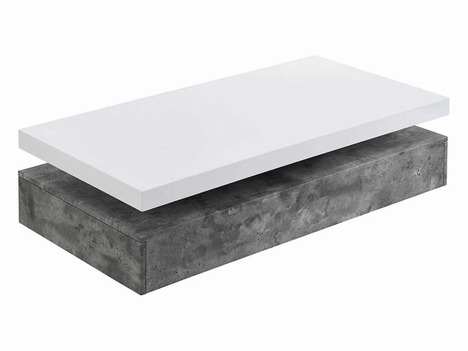 Hot Vente-unique Mesa de centro- 2 cajones - MDF - Color: cemento y blanco lacado. FELIX Gris / Blanco