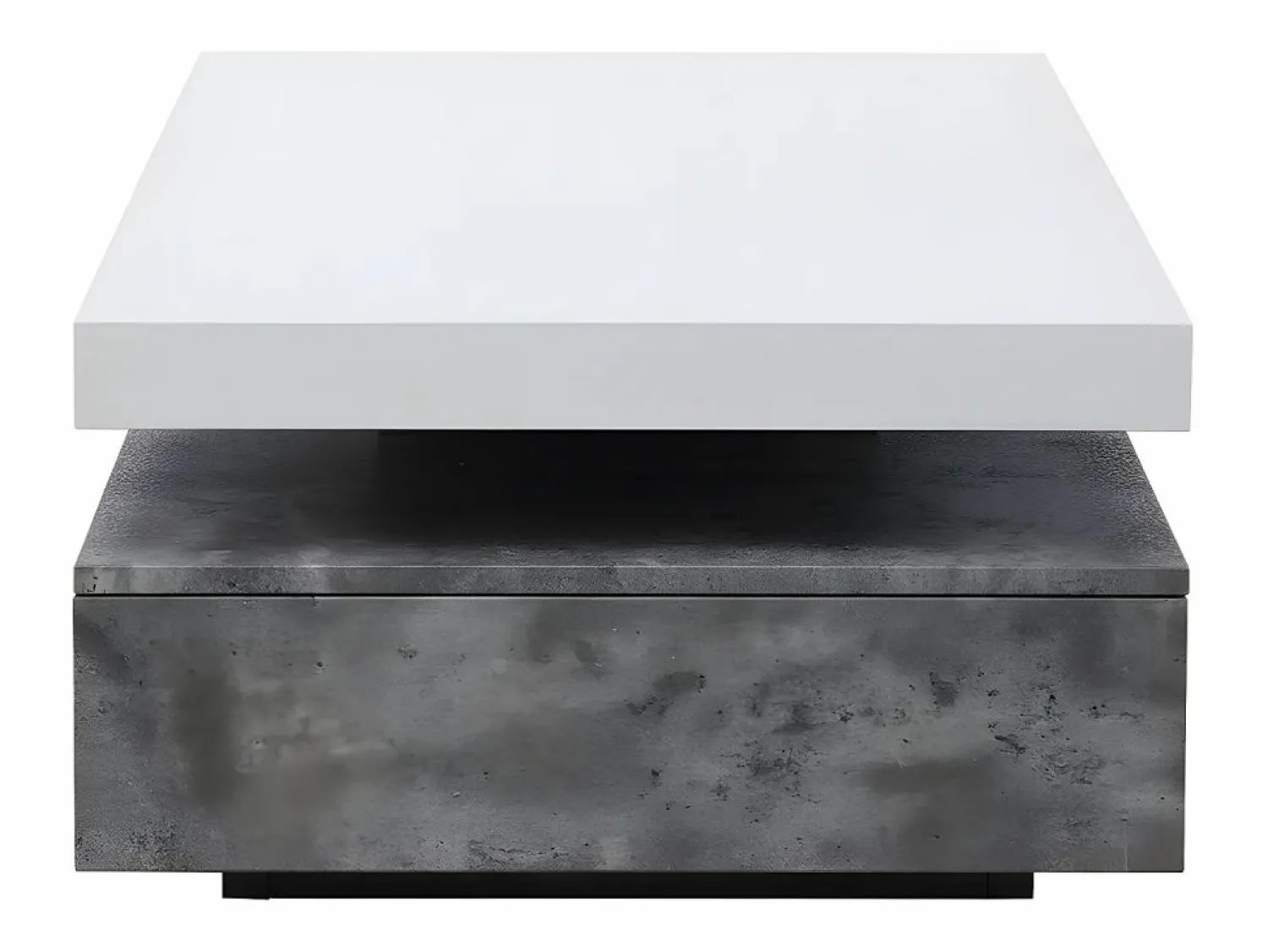 Hot Vente-unique Mesa de centro- 2 cajones - MDF - Color: cemento y blanco lacado. FELIX Gris / Blanco
