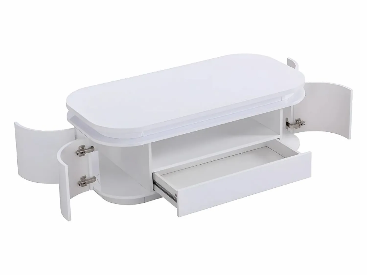 Best Mesa de centro 4 puertas y 1 cajón con LEDs - MDF - Color: lacado - VANDANA Mesa De Centro