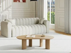 Vente-unique Mesa de centro chapado de fresno - Natural claro - CALYNOR