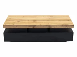 Hot Mesa de centro con 2 cajones de MDF - Negro y natural claro - FELIX Mesa De Centro