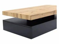 Hot Mesa de centro con 2 cajones de MDF - Negro y natural claro - FELIX Mesa De Centro