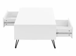 Outlet Vente-unique Mesa de centro con 2 cajones y 2 estantes de MDF y acero - y negro - ABUJA Blanco