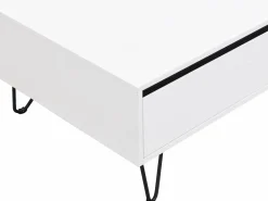 Outlet Vente-unique Mesa de centro con 2 cajones y 2 estantes de MDF y acero - y negro - ABUJA Blanco
