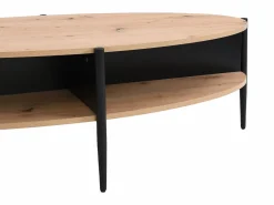 Vente-unique Mesa de centro con 4 estantes de MDF y metal - Natural claro y Negro - EVARO