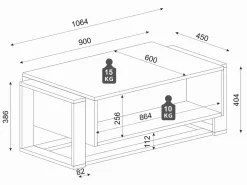 Best Mesa de centro con 1 estante - Efecto mármol y dorado - COMEBI Mesa De Centro
