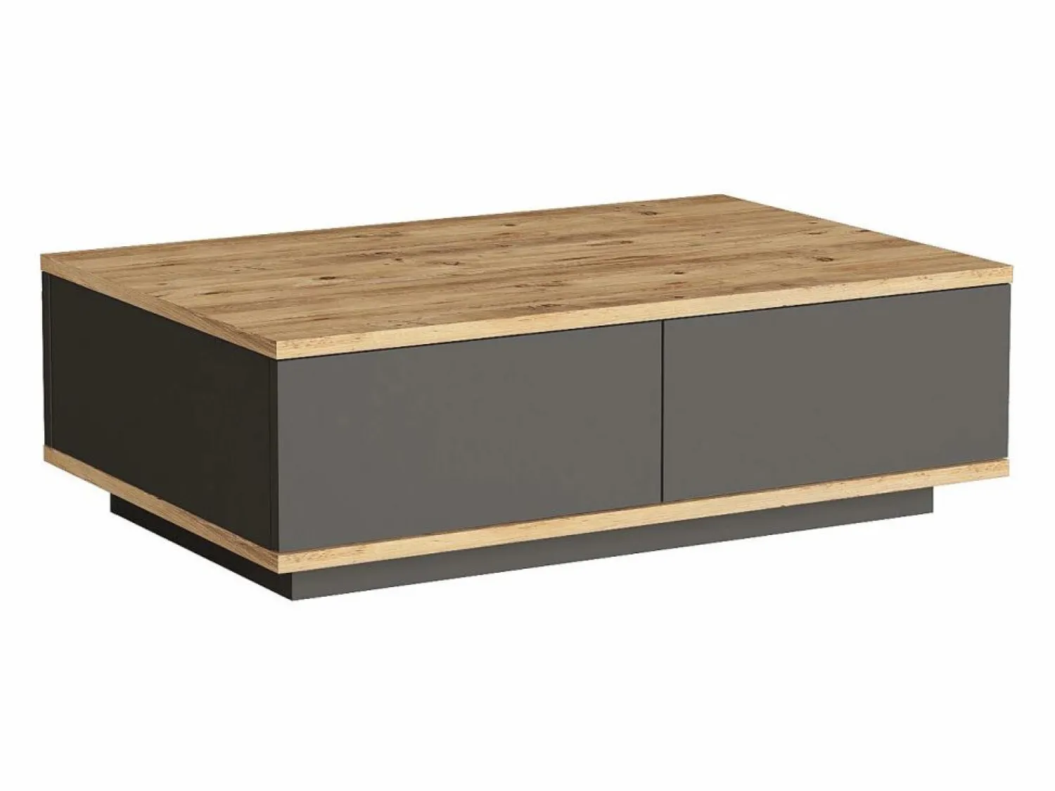 Outlet Mesa de centro con 2 puertas - Natural Claro y Antracita - LOTULA Mesa De Centro