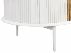 Vente-unique Mesa de centro con 2 puertas correderas y 1 cajón de MDF - Natural y blanco - VELURANI