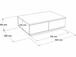 Hot Mesa de centro con 2 puertas - Natural y Blanco - LOTULA Mesa De Centro