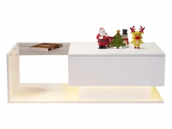 ModernLuxe Mesa de centro con iluminación LED - con tapa de cristal y cajones -